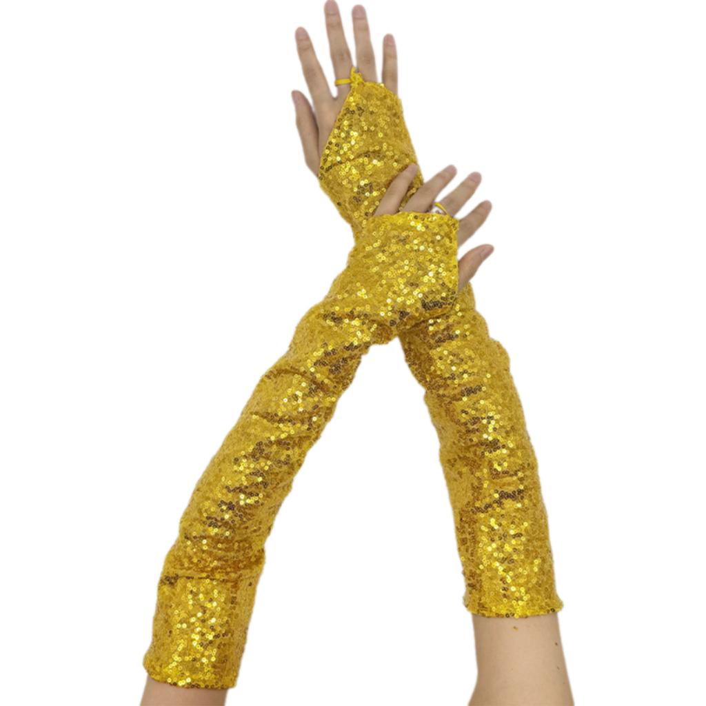 1pair Reflective Sequins Gloves Glitter Long Gloves Comfortable Breathable Glove for Costume Parties