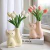 Creative Desktop Planter Cute Cat Shape Vase Ornament Resin Vase Decoration Hydroponic Plant Container Home Decor Accessories
