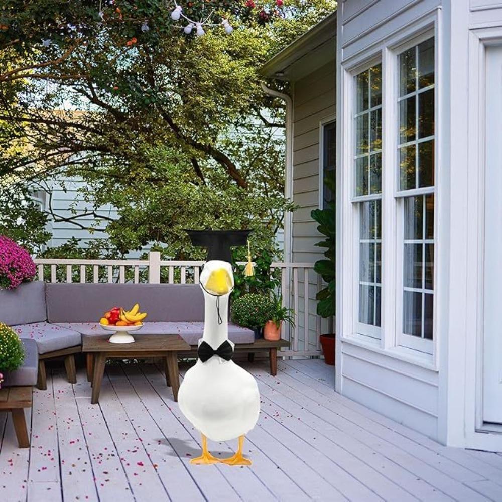 Костюм статуи гуся с кепкой и галстуком-бабочкой, милый домашний гусь, одежда для двора, украшение двора на открытом воздухе