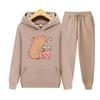 Мужской спортивный костюм Kawaii Bubble Tea Толстовка с капибарой для женщин и мужчин Эстетичный графический комплект с капюшоном Унисекс Пуловеры в стиле Харадзюку Толстовки