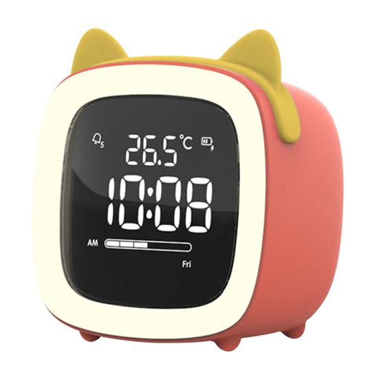 Cartoon Rabbit Ear Shape Rechargeable Digital Display LED Nigh Light Alarm Clock