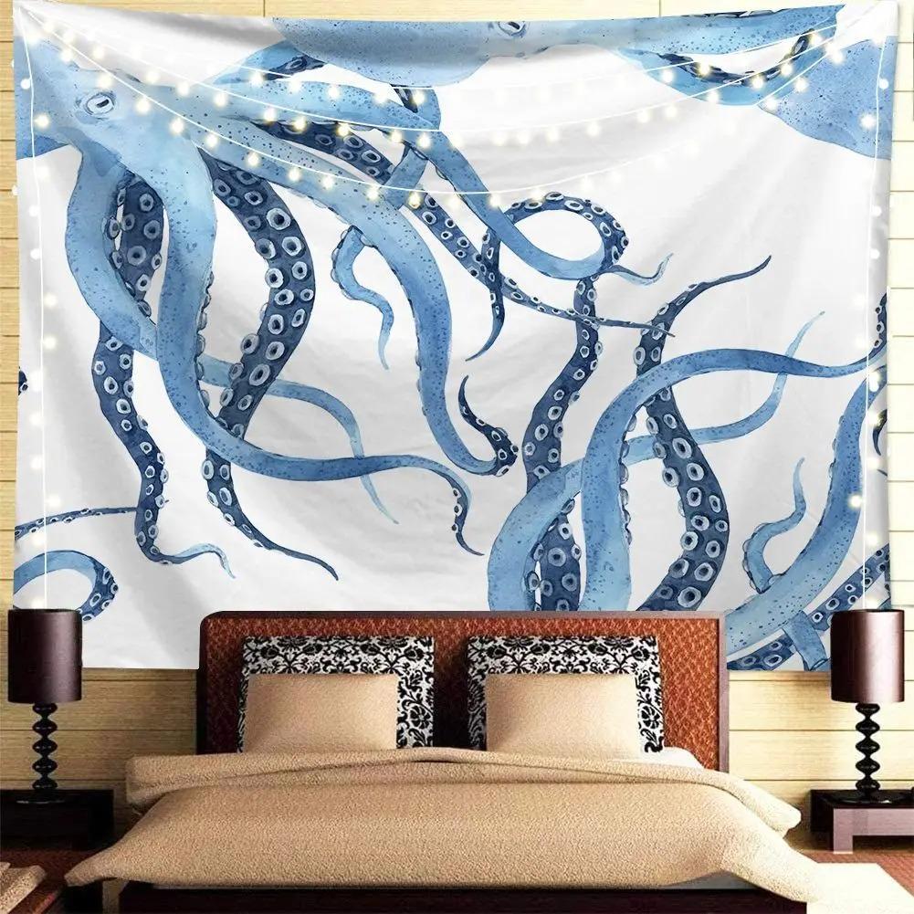 Психоделический океан Осьминог декоративный гобелен домашний декор стены офис гостиная гобелен