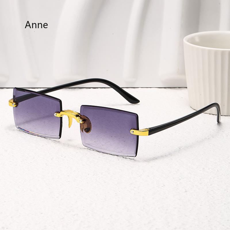 1PC Unisex Plastic Square Frame Fashio Rimless Sunglasses for Outdoor Beach Party Metal Ins Trendy Sunglasses Gafas De Sol Mujer