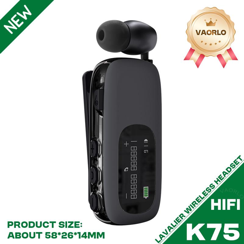 K89/K75 Lavalier Business Bluetooth 5.4 беспроводная гарнитура разговор/музыка 20H ЖК-цифровой дисплей HIFI наушники с микрофоном шумоподавление