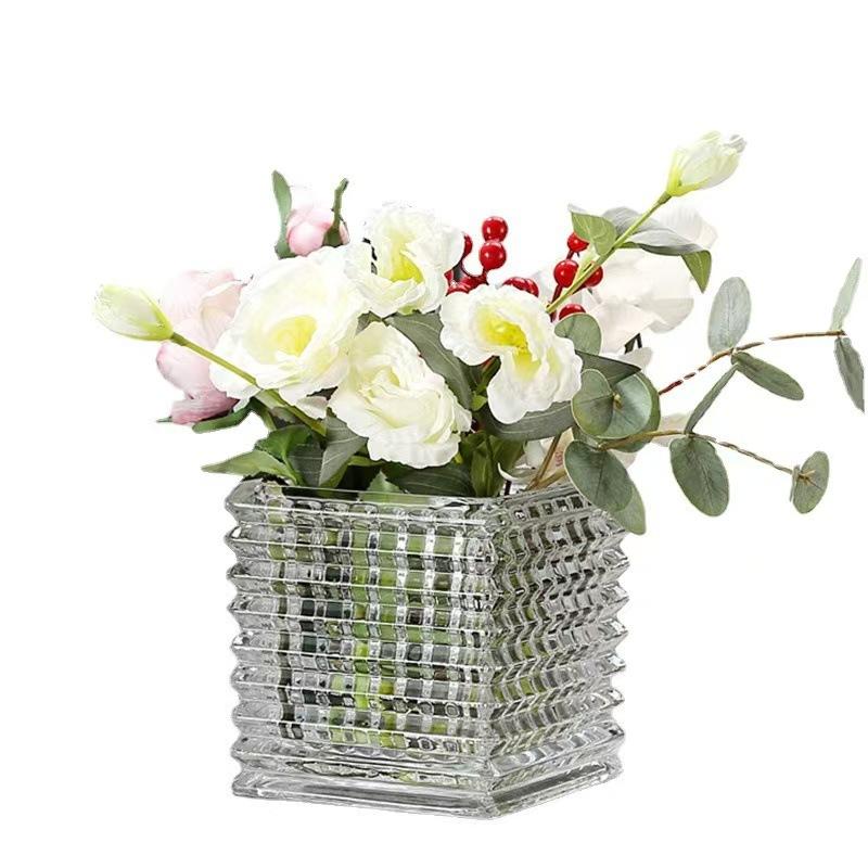Прозрачная квадратная стеклянная ваза, геометрический квадратный цветочный горшок, цветочные композиции, аксессуары для террариума, украшения дома, аксессуары