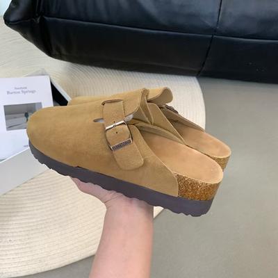 Новые женские тапочки с закрытым носком, замшевые кожаные сабо, сандалии для женщин, ретро, садовые мюли, сабо-слайды, женские, большого размера 43