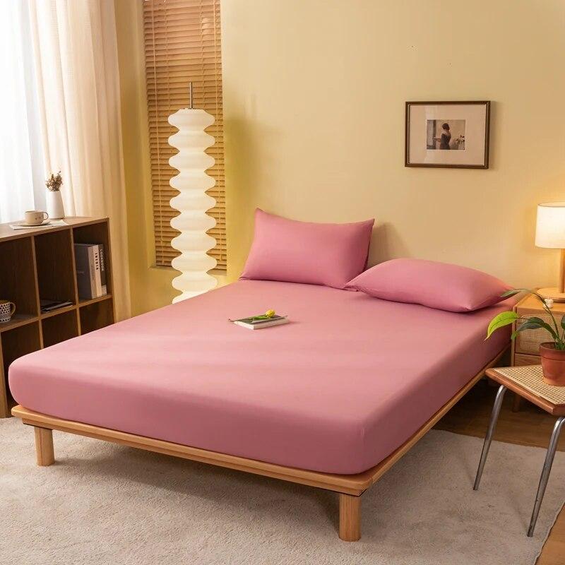Приятная для кожи хлопковая простыня с резинками, наматрасник, сплошная цветная простыня, простыня королевского размера