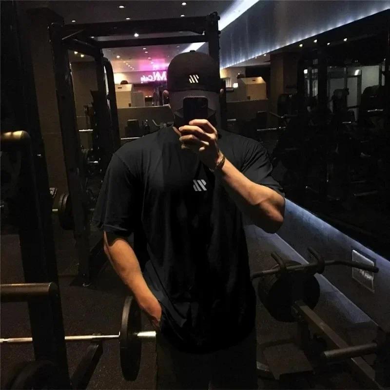 Men Short Sleeve Cotton T-Shirt Oversized Sports Tshirt Gym Fitness Loose Running T Shirt Male Training Brand Women Clothing Top