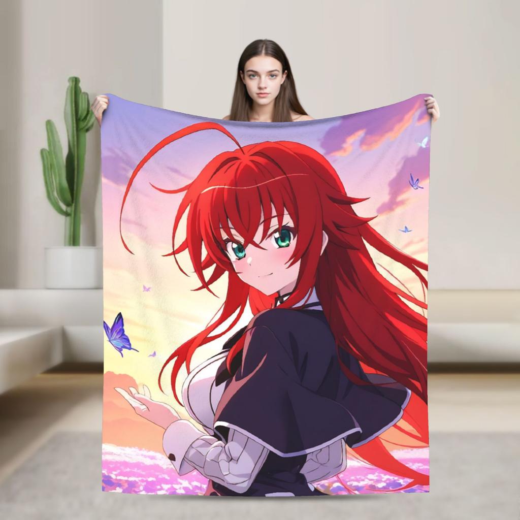 High School DxD Flannel Blanket Anime Super Warm Throw Blanket for Living Room Decorative Funny Bedspread Sofa Bed Cover
