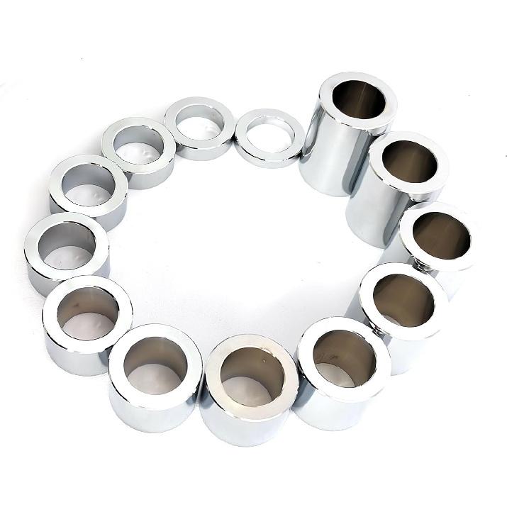 13 PCS CNC Billet Wheel Axle Spacer Kit I.D. 1.0'' - O.D. 1-1/2" for Harley Bobbers and Choppers (Chrome)