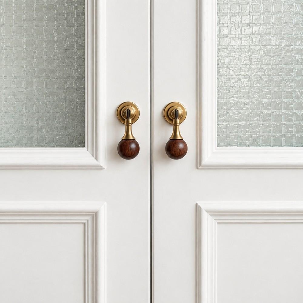 Marble Wood Drawer Knob Walnut Wardrobe Door Handle Luxury Cabinet Pull Handle Furniture Hardware