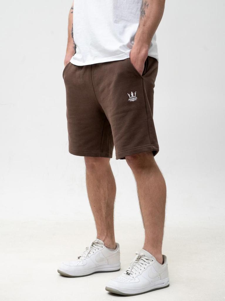 Jigga Wear Embroidery Crown Men's Premium Sweat Shorts Brown/White M