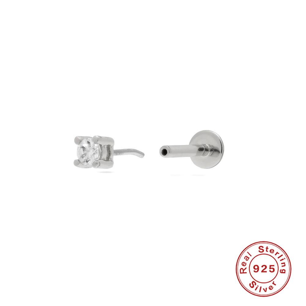 Серьги-гвоздики из стерлингового серебра S925 18G с плоской головкой, без резьбы, проколотые серьги-гвоздики для хряща, плоские серьги-гвоздики для пуш-ап, серьги-гвоздики для ушной раковины