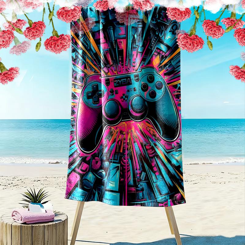 Gamepad Print Beach Towel, Large Soft Quick Dry Towel for Beach Camping Swimming