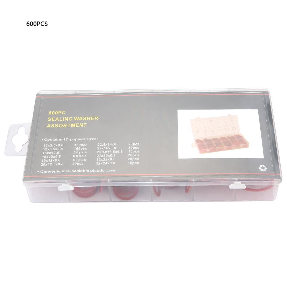 12 Размеров Красная Стальная Бумажная Плоская Шайба Набор Изоляционная Шайба Разнообразный Набор с Коробкой Изоляционная Шайба Разнообразная