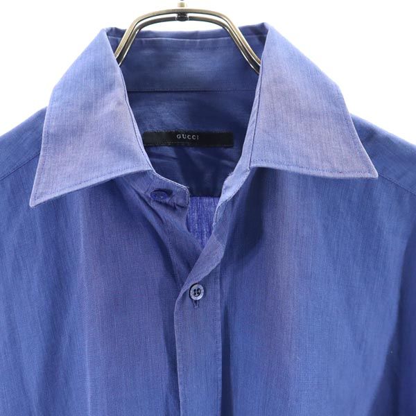 Gucci Сделано в Италии Рубашка с длинным рукавом 38 Синеватый Мужская Б/у