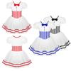 Kids Girls Lace Puff Sleeves Holiday Theme Party Tutu Dress Princess Dance Leotard Costumes