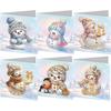 6Pcs Snowman Diamond Handmade Card Rhinestone Painting Card Kit Diamond Painting Greeting Card for Adults Holiday Friends Family