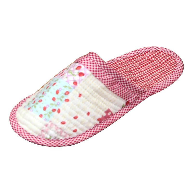 Пасторальные женские стеганые хлопковые тапочки: Мягкие, Бесшумные, Дышащие, С закрытым носком, Тонкая подошва