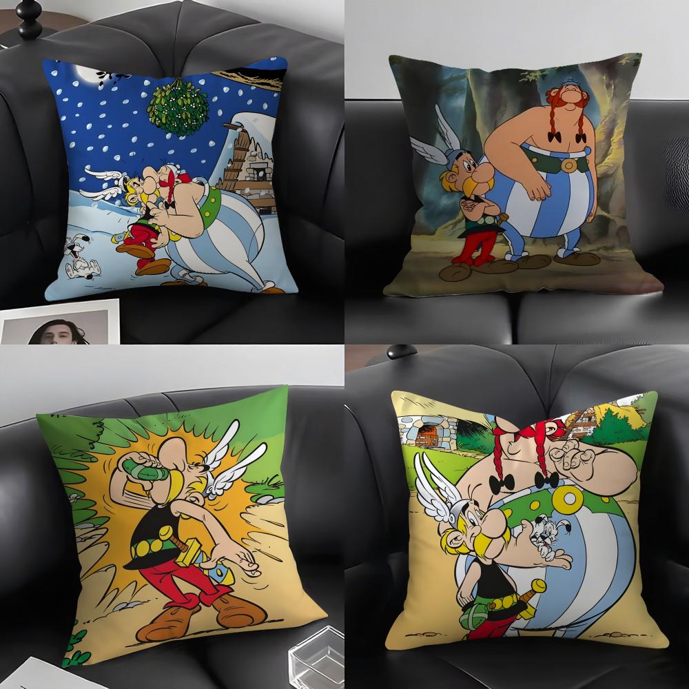 AAsterix And Obelix Cartoon Cushion Cover Pillowcase Ultra Soft Skin Friendly Fabric Cloud Like Comfort Concealed Zipper