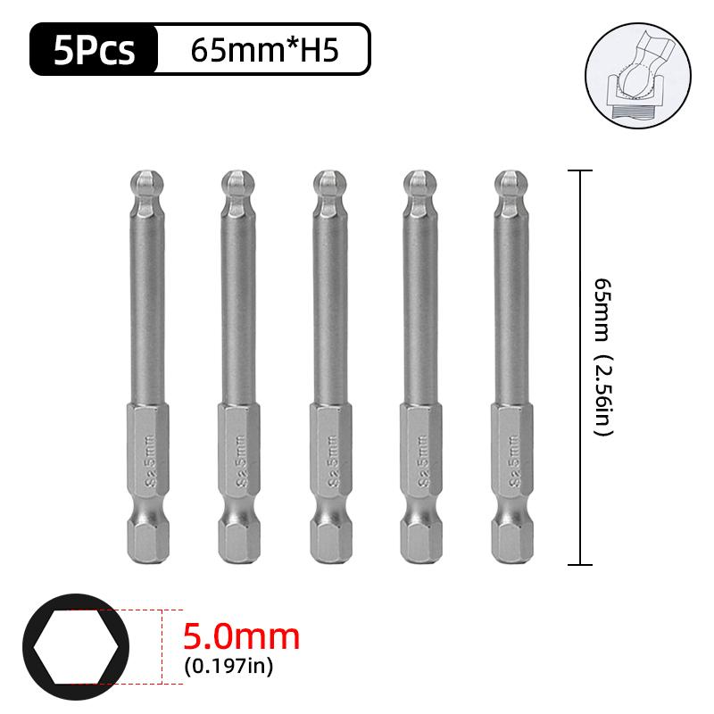 Набор шестигранных отверток с шаровым наконечником, шестигранный ключ, отвертка, сверло с хвостовиком 1/4 дюйма, магнитная сталь S2 65/100 мм, ручные ремонтные инструменты