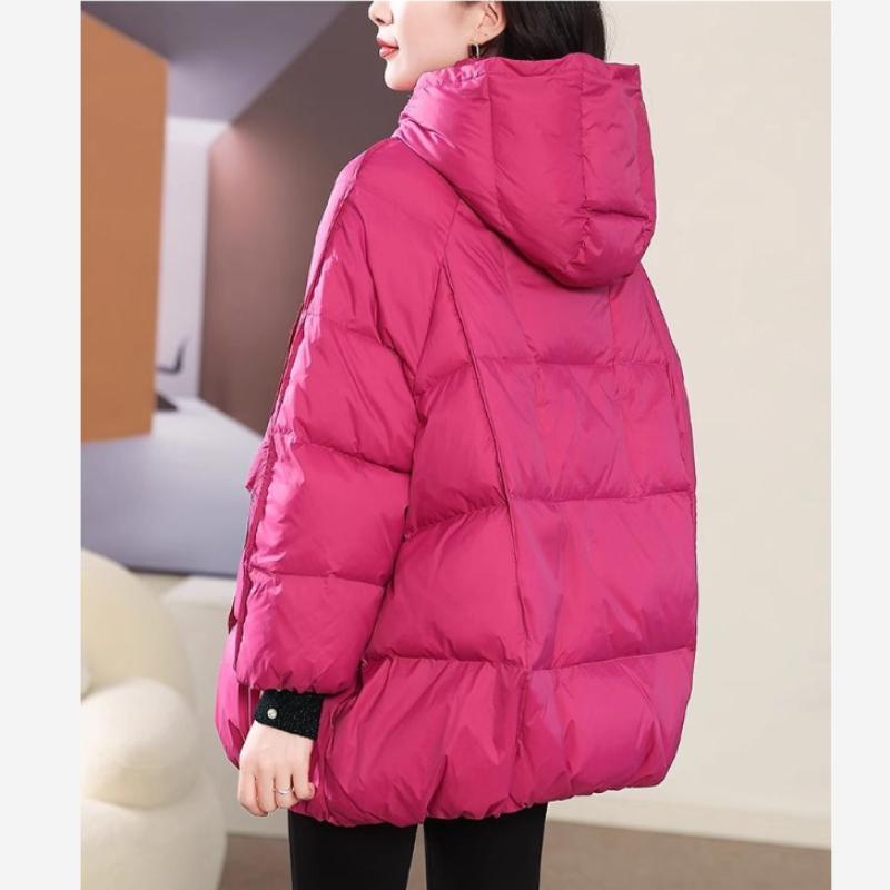 Purple Down Jacket Women's Winter High-end Loose Mid-length Hooded Bread Jacket