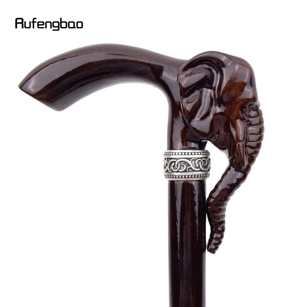 Elephant Brown Wooden Fashion Walking Stick Decorative Vampire Cospaly Party Wood Walking Cane Halloween Mace Wand Crosier 90cm