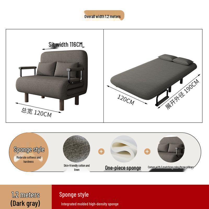 Compact Folding Sofa Bed for Small Apartments - Dual-Use Economy Single/Double Lazy Sofa