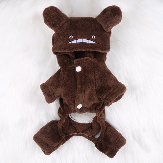 Декор для ушей с капюшоном, плюшевые теплые пуговицы на четырех ножках, пальто для домашних животных, мультяшная форма, собака