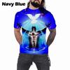 Jesus Christian 3D Printing T Shirt Jesus Loves Every Christian Believer T-shirt Jesus Holding a Lamb Casual Short Sleeve Tee