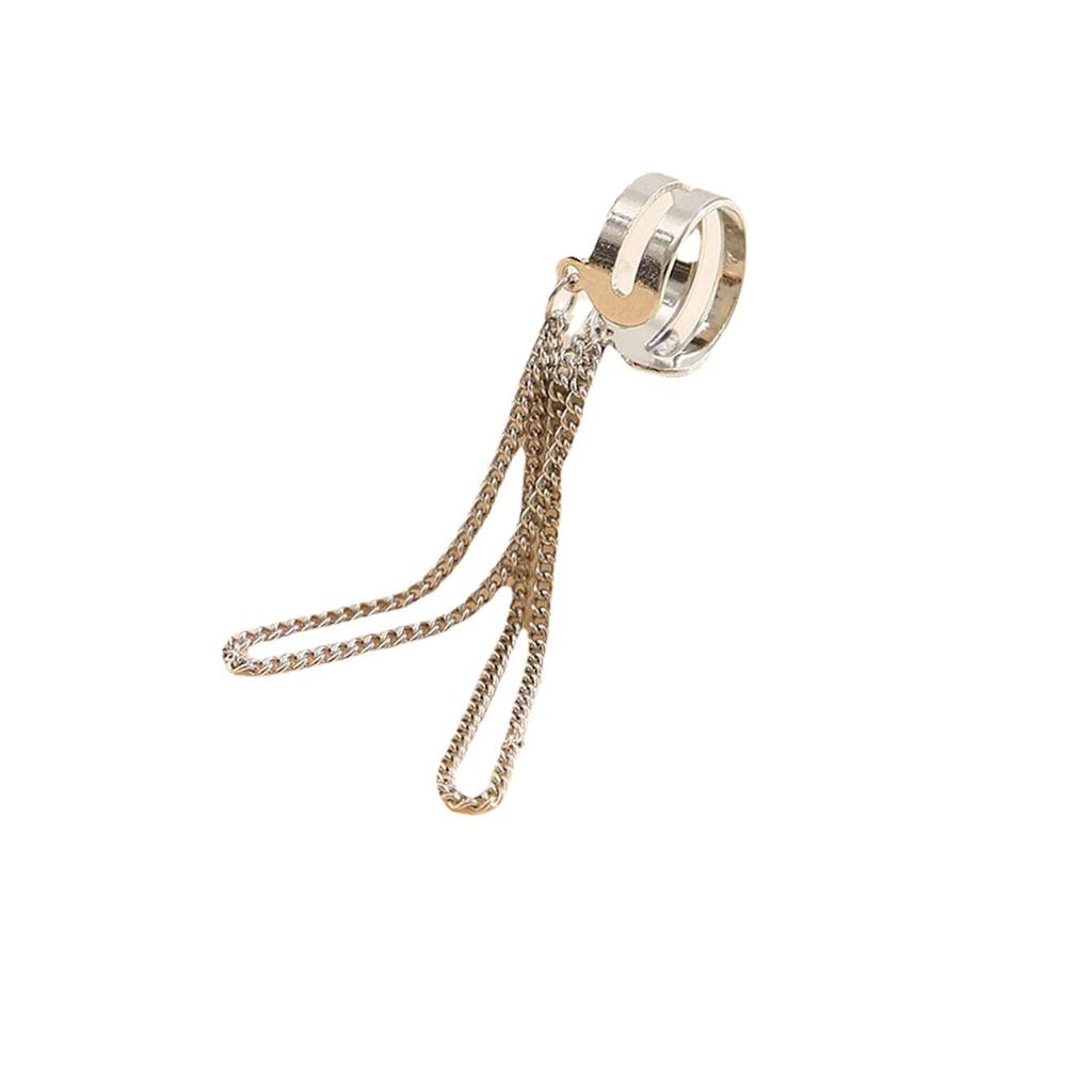 Single High-end Niche Design, Super Fairy Tassel Chain, Double-layer Ear Clips, Women's Long Style Without Ear Piercings