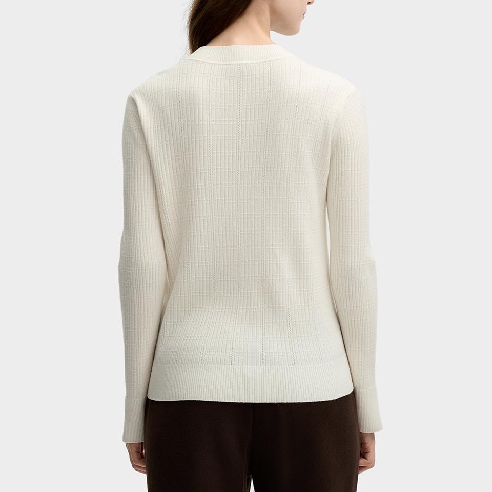 Fila Серия Heritage Удобный Приятный к коже Мягкий Вязаный свитер с круглым вырезом и длинным рукавом Женские топы Облачно-Грибной-Белый F11W518405F-WT