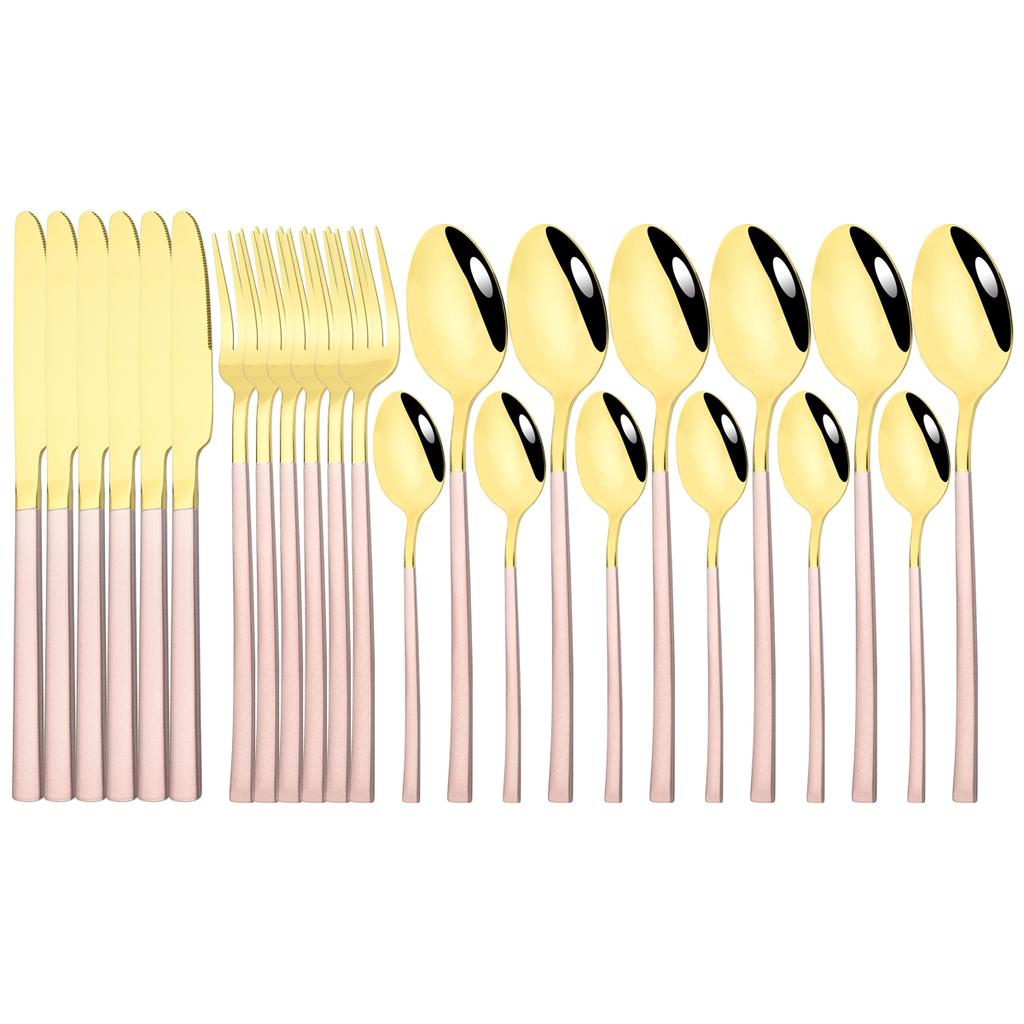 Набор столовых приборов из нержавеющей стали, 24 шт., ножи, вилка, ложка, ужин, посуда, вечерние кухонные столовые приборы, набор столового серебра