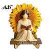 Exquisite Desktop Figurine Decor Wooden Reading Girl Figurine, Stable Pastoral Style Statue Decorative for Desk Decor, Artistic Healing Ornament,