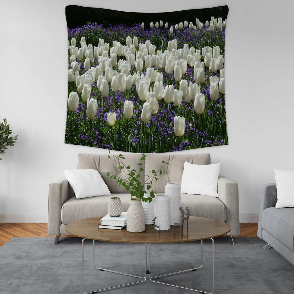 Fresh Landscape Tulip Pattern Tapestry Home Wall Decoration Tapestry Bedroom Living Room Tapestry