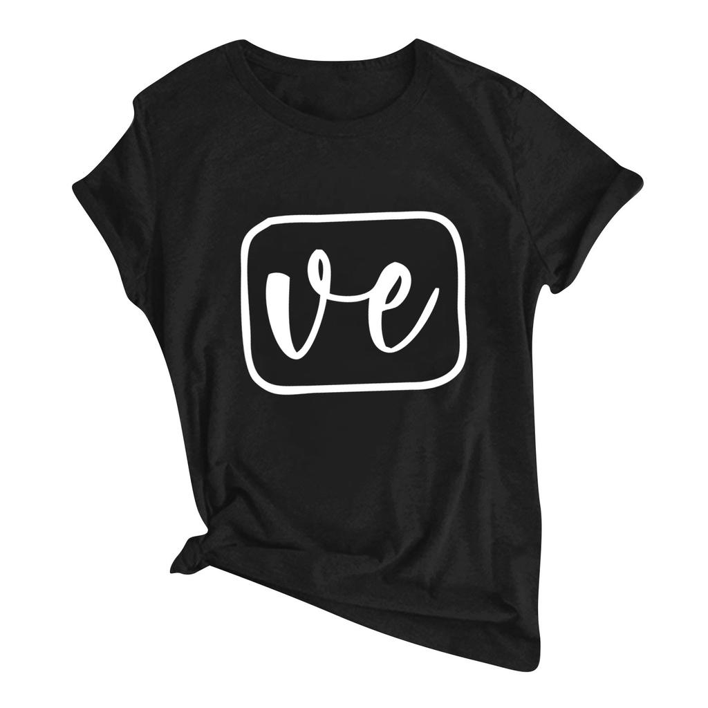 Женская повседневная футболка с круглым вырезом и коротким рукавом с принтом ко Дню святого Валентина