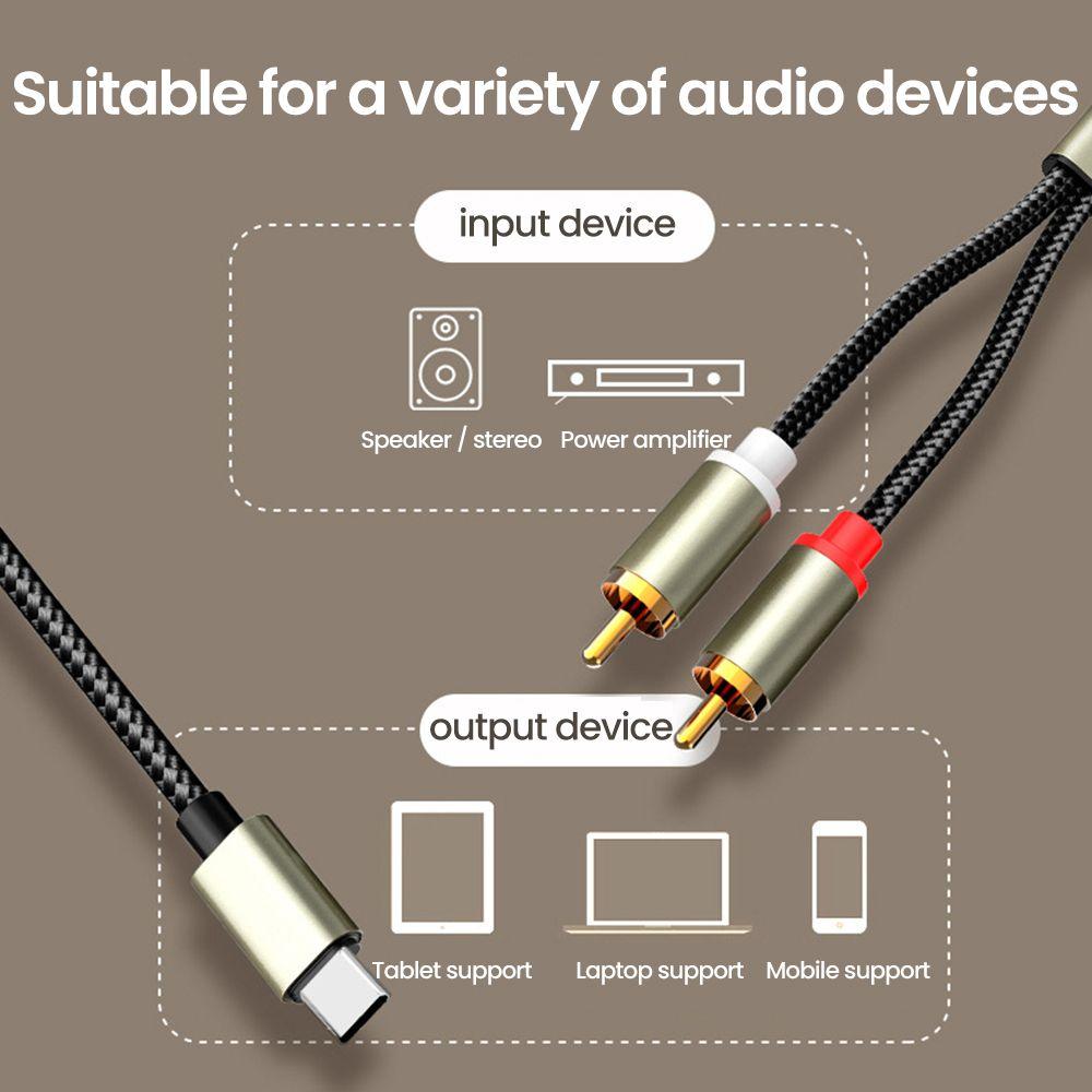Усилитель динамика мобильного телефона Кабель-конвертер Type C на 2 RCA Aux Аудиокабель