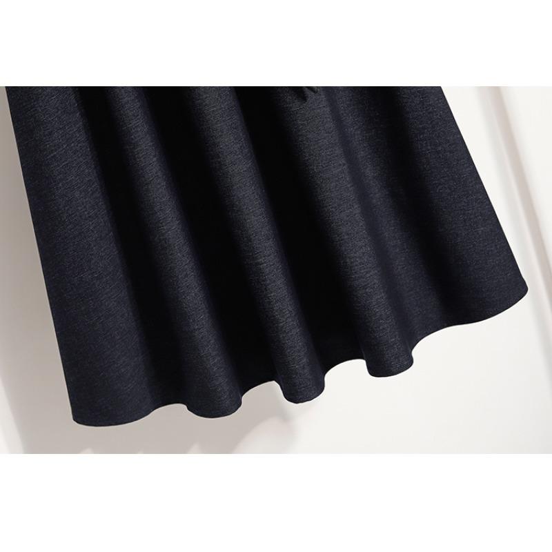 DIMANAF 2025 Осень Большой размер Длинные Женские Синие Юбки Эластичная талия Оверсайз Леди Элегантные Юбки с высокой талией А-силуэта