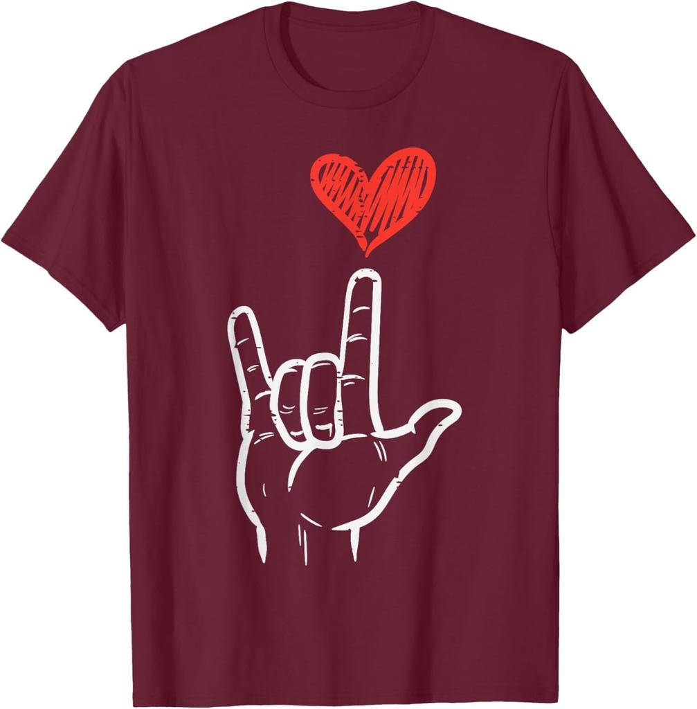 Valentines Day I Love You Hand Sign ASL Heart Funny Unisex T-Shirt