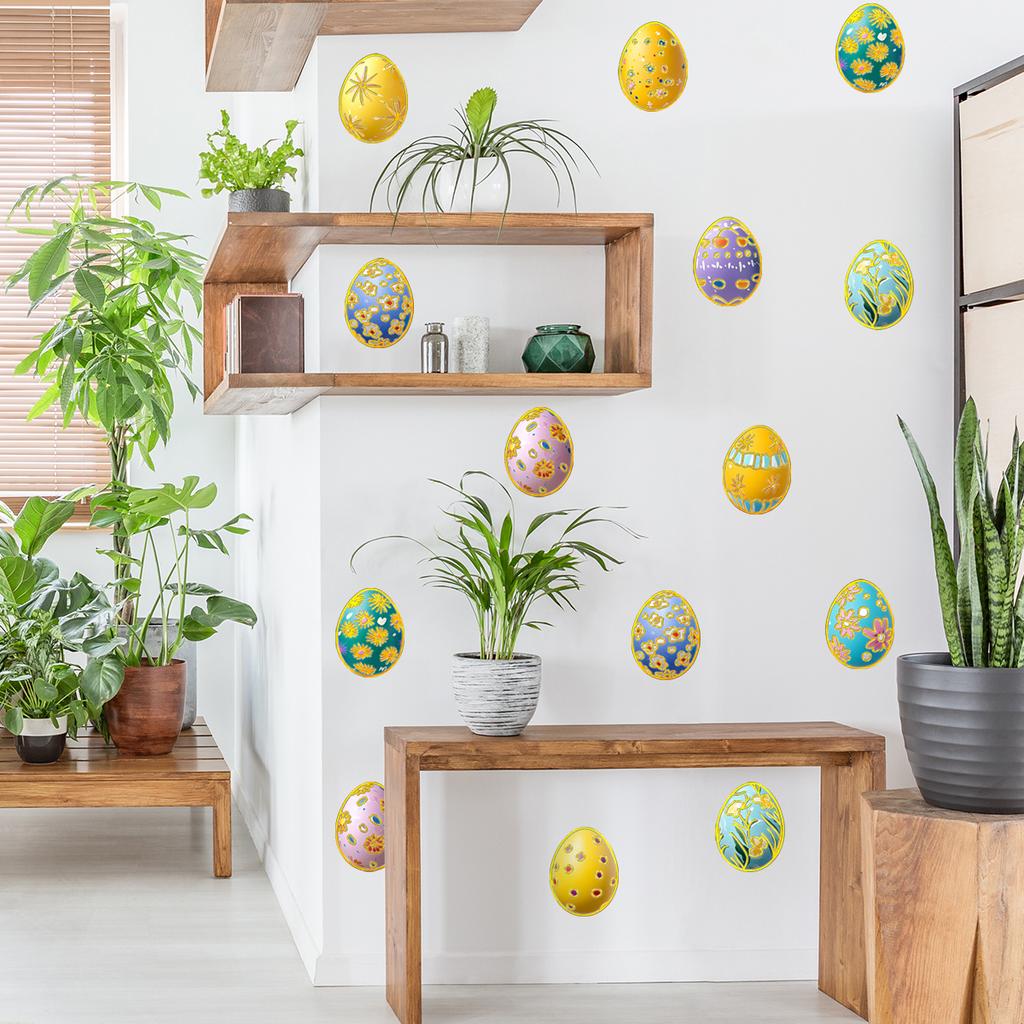 Tj11005 Creative Color Easter Egg Wall Sticker Landscaping Decoration Living Room Bedroom Background Self-Adhesive Wall Sticker