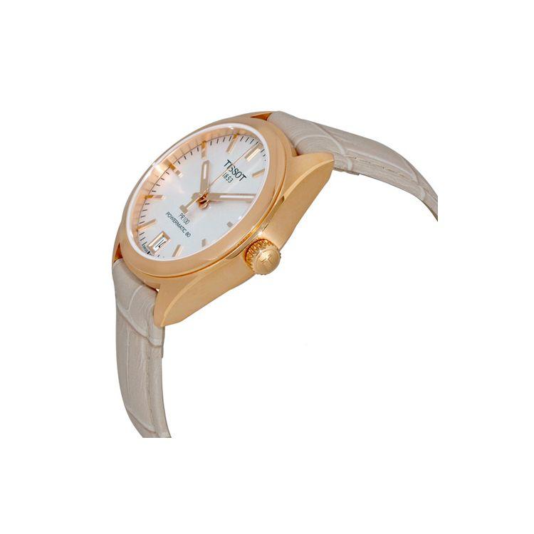 Tissot Автоматические механические часы 100 метров водонепроницаемые 33 мм Белый циферблат Корпус из нержавеющей стали Кожаный ремешок T101.207.36.031.00