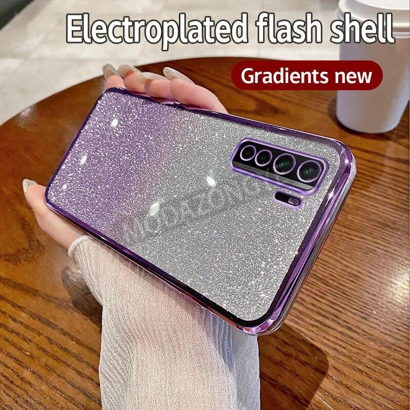 Для Huawei Nova 7 Se чехол с гальваническим покрытием, мягкий блестящий чехол из ТПУ для сотового телефона Huawei Nova7 Se, чехол для телефона для девочек и женщин