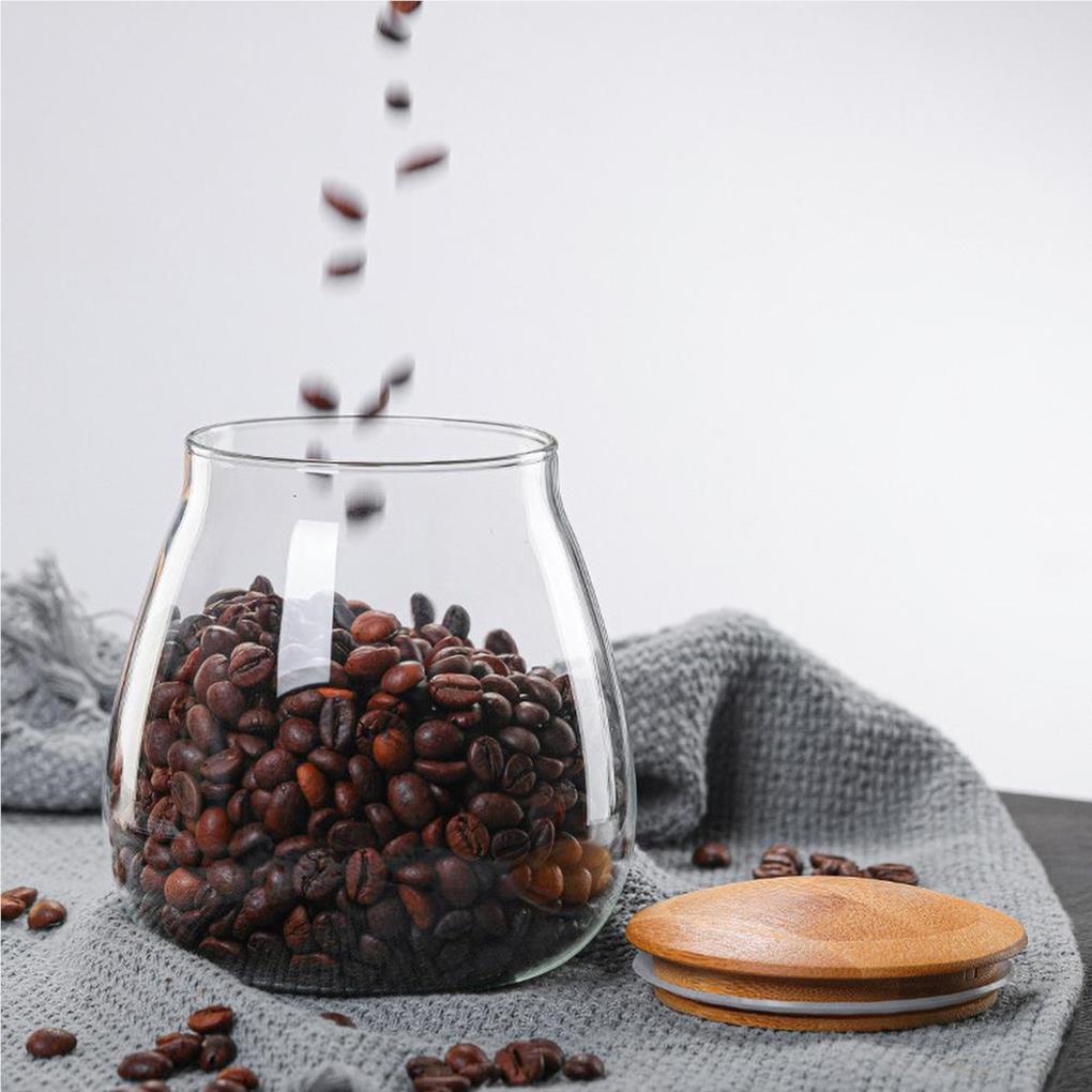 Бытовая банка для хранения печенья с травами в форме гриба, стеклянная банка для кофейных зерен с деревянной крышкой, кухонные гаджеты, аксессуары