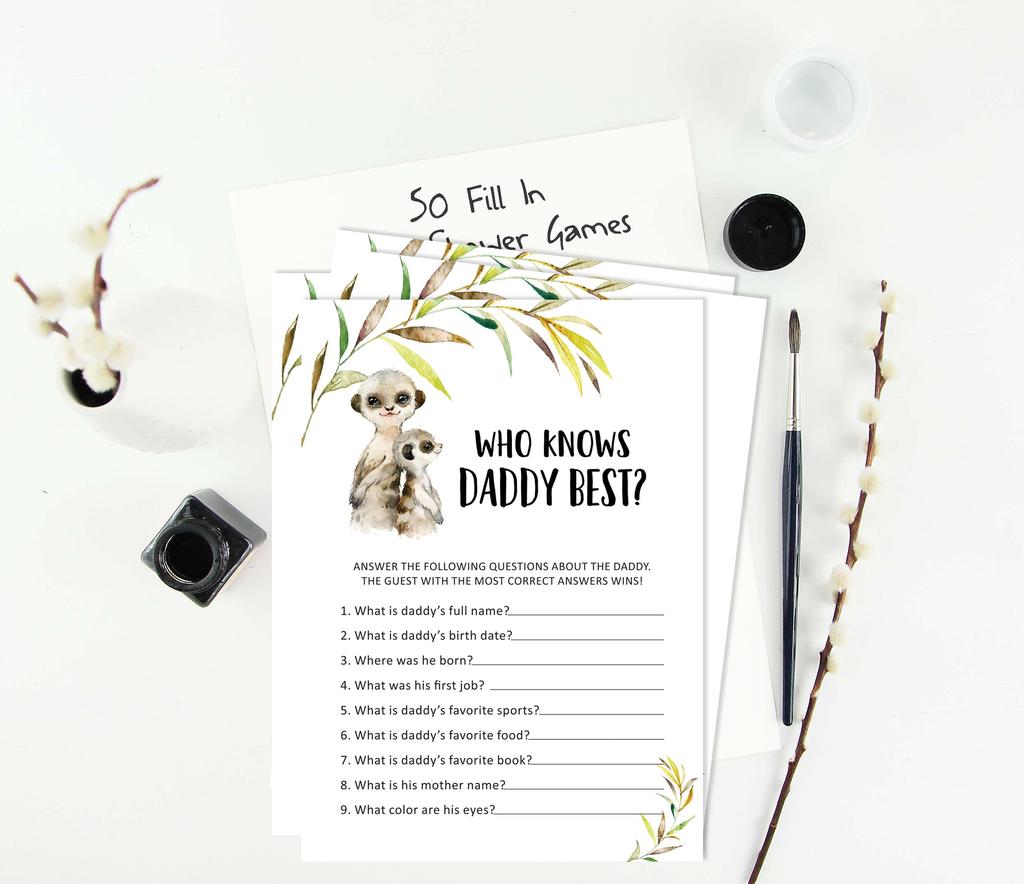 Inkdotpot Игровой набор Baby Shower из 50 игр BabyA AlphabetA ABCA Игра Meerkat Baby Gender Neutral Party