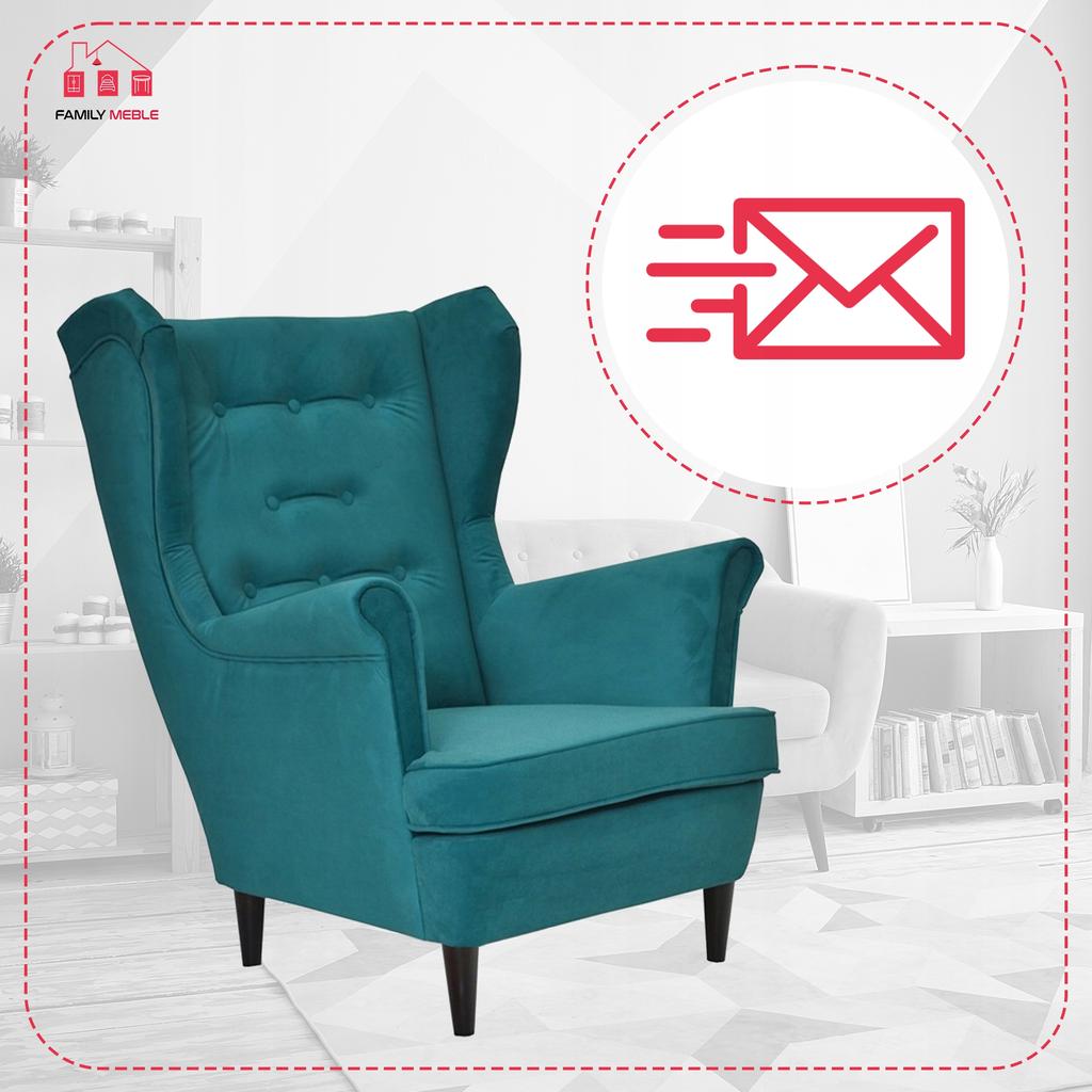 Diana Scandinavian Family Furniture Wing Chair Turquoise Dark Blue