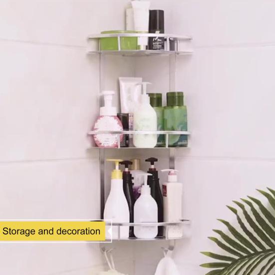 Настенное крепление, угловая полка, 3 слоя, треугольный дырокол, свободный полый слив, ванная комната, душ, стойка для хранения шампуня, держатель, органайзер, принадлежности для ванной комнаты