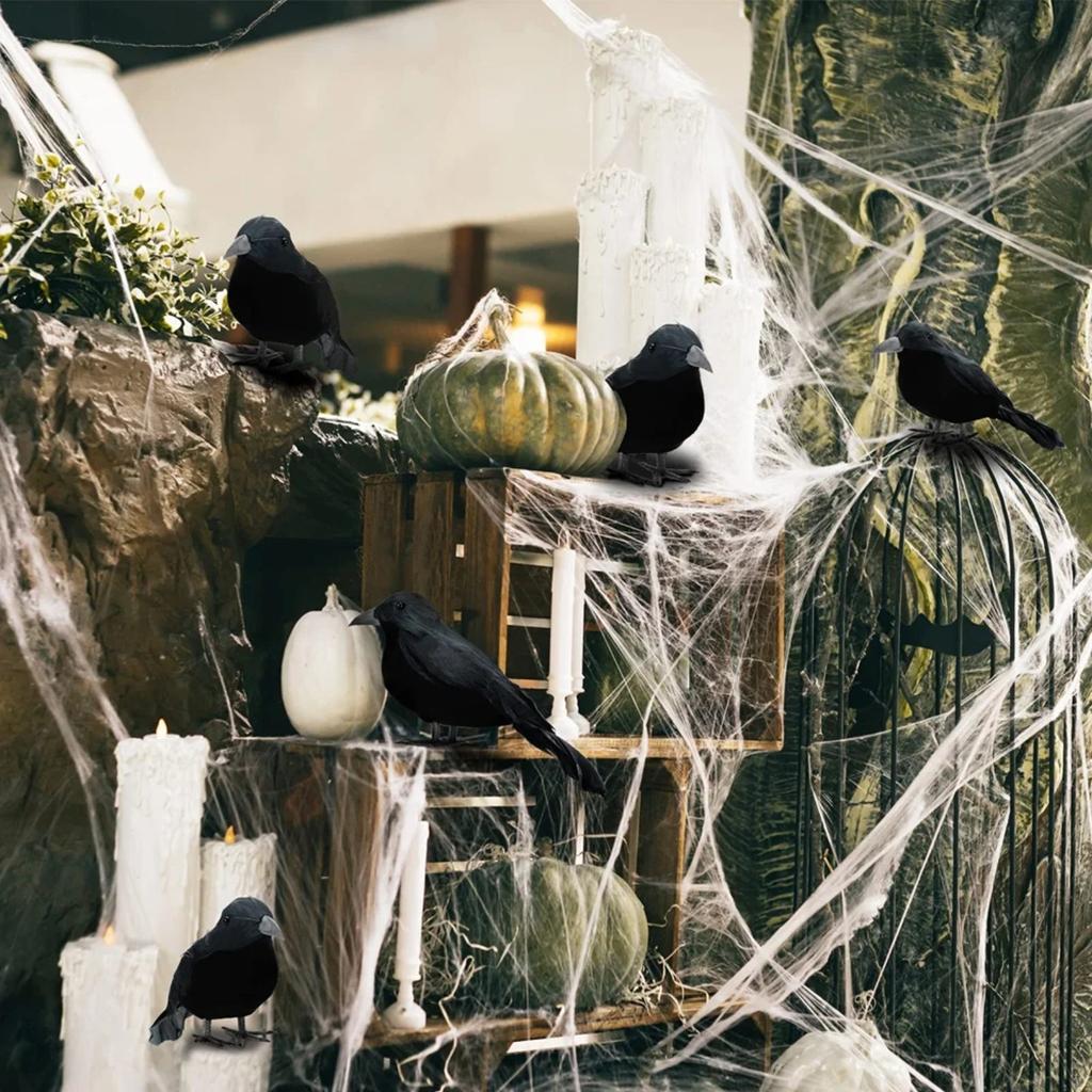 6 шт./компл. орнамент в виде черной вороны, пластиковое украшение для рабочего стола для подарков, вечеринки, декора