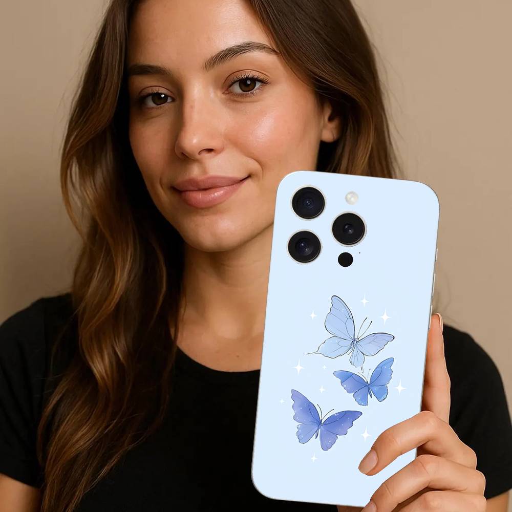 B-Beautiful Butterfly Phone Case For IPhone 17 16 15 14 Plus 13 12 11 Pro Max Phone Back Cover Transparent Shockproof Cover