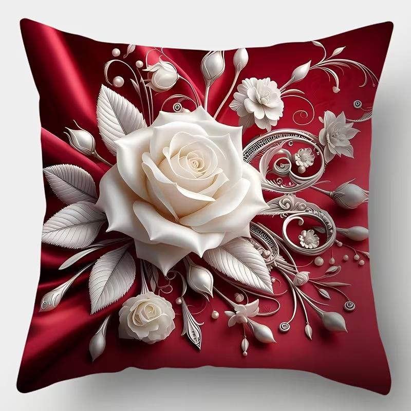 Наволочка на декоративную подушку в форме розы, Домашнее украшение, Напечатанная наволочка на диванную подушку, Подарок на День святого Валентина