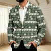 Мужской вельветовый пиджак в стиле business casual с рождественским принтом для праздничной вечеринки и повседневной носки
